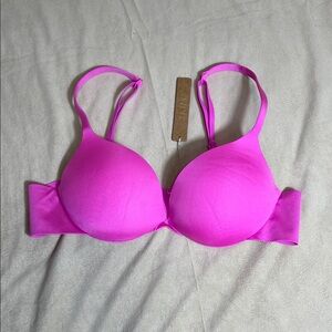 RARE SKIMS 🩷 Ultimate Push-Up Plunge Bra Neon Orchid Pink 34A NWT